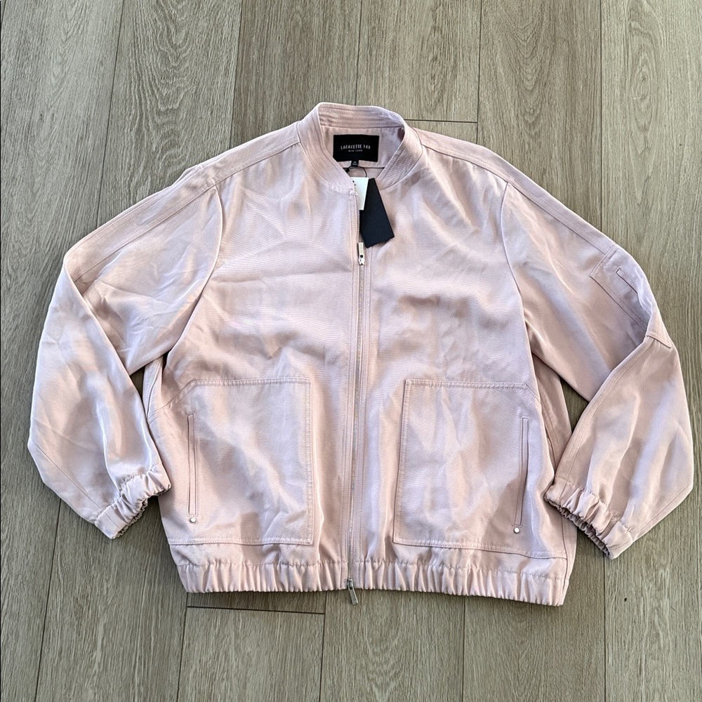 Lafayette 148 Womens Pink Quartz Solid Full Zip Bomber Jacket XL NWT - Picture 2 of 7